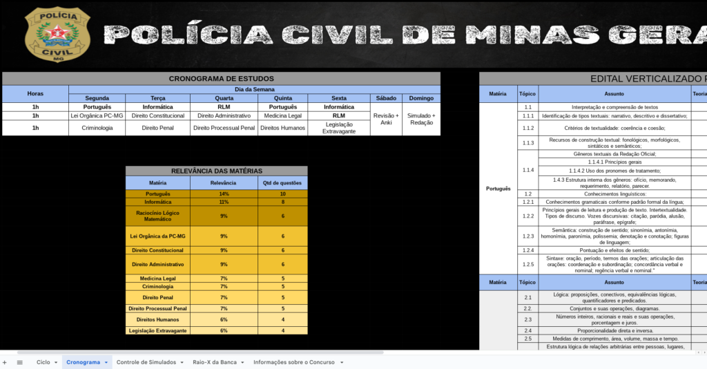 Cronograma de Estudos + Edital Verticalizado